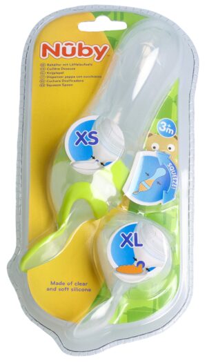 NUBY Fuetterungsloeffel-Flasche Squeez 2 Aufsae XS+XL