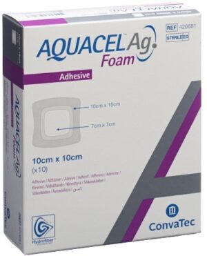 AQUACEL Ag Foam adhäsiv 10x10cm 10 Stk