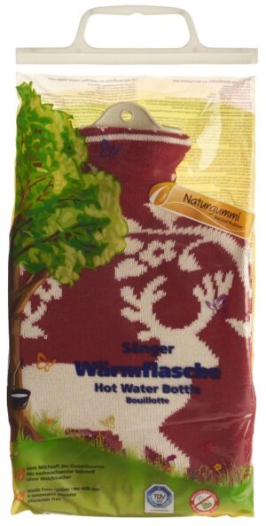 SANGER Wärmflasche 2l Strickbezug rot Hirsc