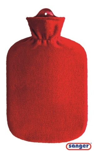 SANGER Wärmflasche 2l Fleecebezug rot