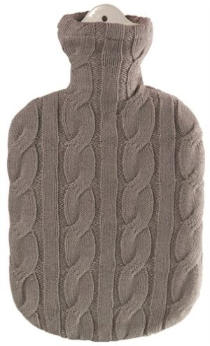 SANGER Wärmflasche 2l Strickbezug Zopf dunk
