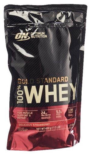OPTIMUM 100% Whey Gold Std Strawberry    Btl 450 g
