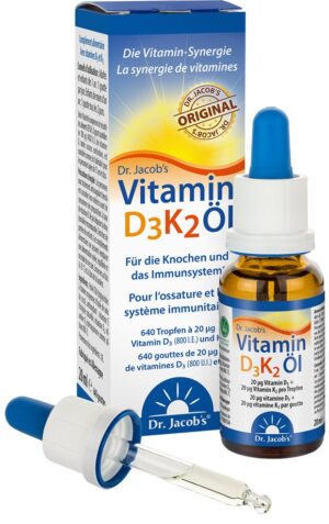 DR. JACOB'S Vitamin D3K2 Öl Tropfen 80PipEFl 20 ml