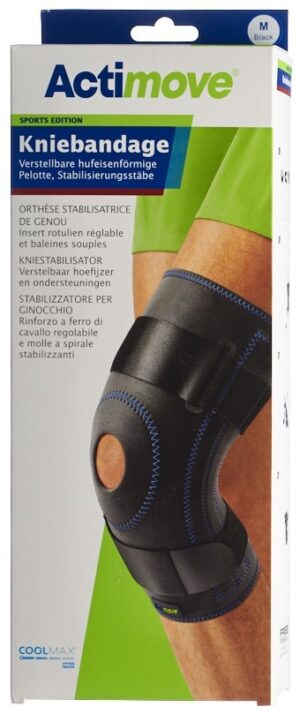 ACTIMOVE Sport Kniebandage M Pelotte Stabil Stäbe
