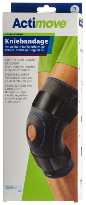 ACTIMOVE Sport Kniebandage XL Pelotte Stabil Stäbe