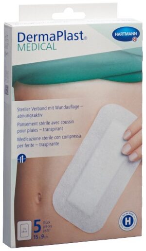 DERMAPLAST Medical Vliesverband 15x9cm 5 Stk