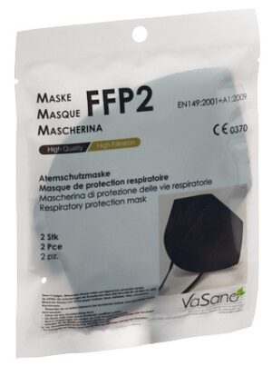 VASANO Maske FFP2 schwarz versiegelt D/F/I   2 Stk