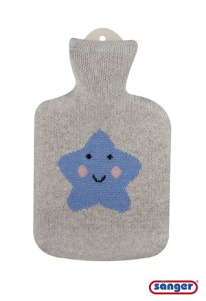 SANGER Wärmflasche Strickbezug 0.8l Stern grau