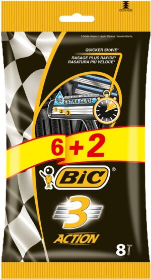 BIC 3 Action 3-Klingenrasierer für Herren 6+2StBtl