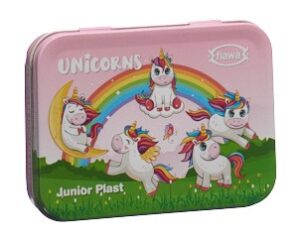 FLAWA Junior Plast Strips Unicorns Tin BBox 20 Stk