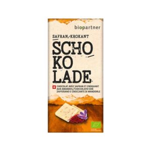 BIO PARTNER Schokolade weiss Safran Krokant 75 g