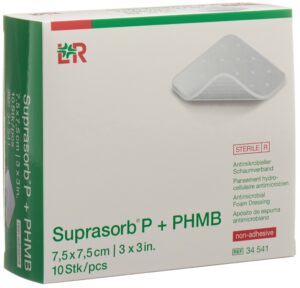 SUPRASORB P+PHMB Schaumverband 7.5x7.5cm 10 Stk