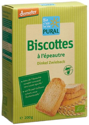 PURAL Dinkelzwieback ohne Zucker Demeter     200 g