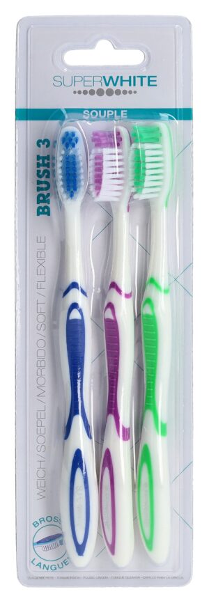 SUPERWHITE Zahnbuerste Brush 3 weich 3 Stk