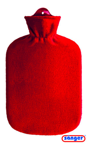 SANGER Wärmflasche 2l Fleecebezug rot