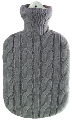 SANGER Wärmflasche 2l Strickbezug Zopf dunk