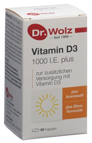 DR. WOLZ Vitamin D3 1000 I.E. plus KaGlasfl 60 Stk