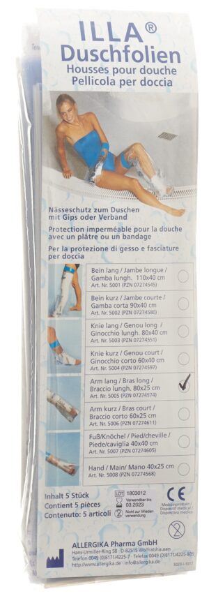 ILLA Dusch Schutzfolie 80x25cm Arm       Btl 5 Stk