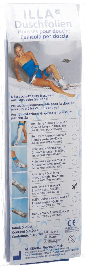 ILLA Dusch Schutzfolie 60x25cm Arm kurz      5 Stk