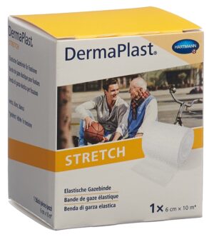 DERMAPLAST STRETCH Gazebinde 6cmx10m weiss
