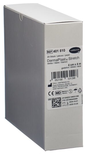DERMAPLAST STRETCH Gazebinde 4cmx4m weiss   20 Stk