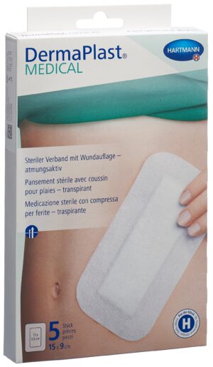 DERMAPLAST Medical Vliesverband 15x9cm 5 Stk