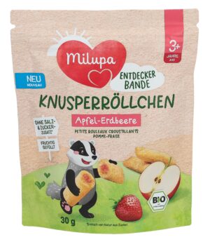 MILUPA Bio Knusperröllchen Apfel Erdbeere 3+  30 g
