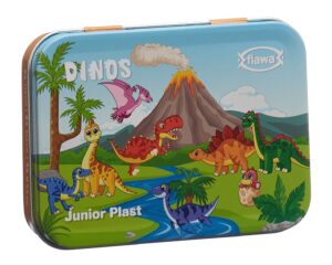 FLAWA Junior Plast Strips Dinos Tin Box Box 20 Stk