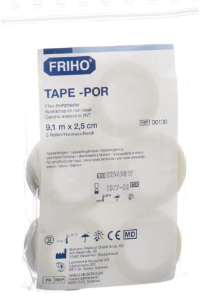 FRIHO-POR Vlies-Heftpflaster 2.5cmx9.1m 5 Stk