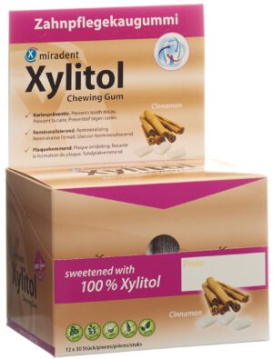 MIRADENT Xylitol Kaugummi Zimt 12 x 30 Stk