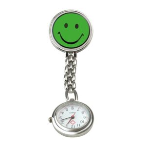 SUNDO Schwestern-Uhr Smiley 9cm gruen m Clip batt