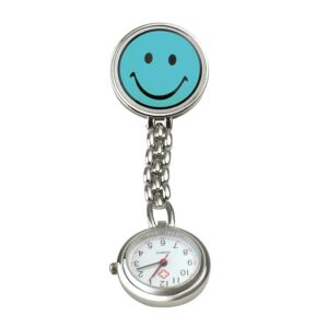 SUNDO Schwestern-Uhr Smiley 9cm hellbl m Clip batt