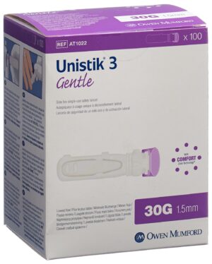 UNISTIK 3 Lanzetten Gentle 30G (1.5mm) 100 Stk