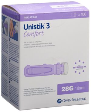 UNISTIK 3 Lanzetten Comfort 28G (1.8mm) 100 Stk