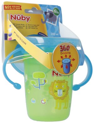 NUBY Trinktasse 360 Wonder Cup 240ml m Griff GRUeN
