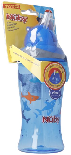 NUBY Flip-It Trinkhalmbecher TRITAN 360ml BLAU