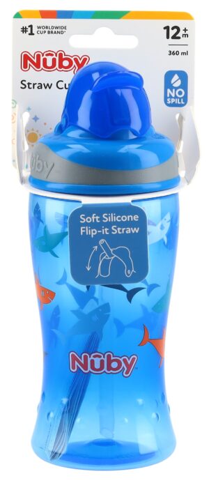 NUBY Trinkhalmbecher Flip-It 360ml Flamingo Hai
