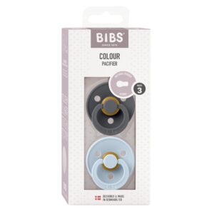 BIBS Colour Latex Round 12-18m iron baby bl 2 Stk