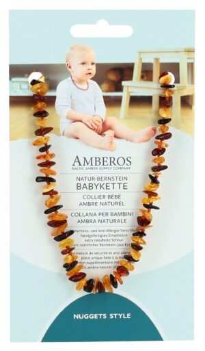 AMBEROS Natur Bernsteinkette Baby Nuggets Honey
