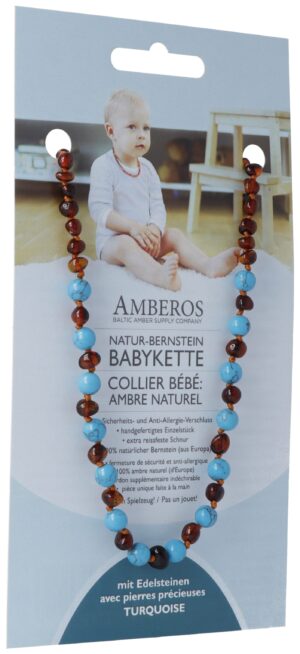 AMBEROS Natur Bernsteinkette Edelst Baro Cog Turqu