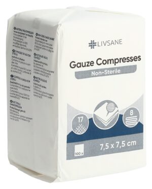 LIVSANE Mullkompresse 7.5x7.5cm unst       100 Stk