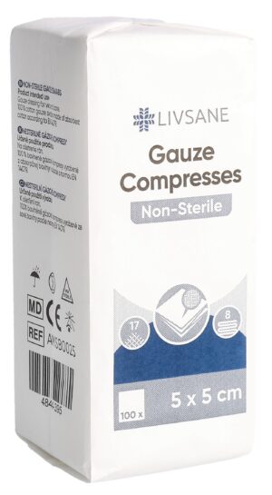 LIVSANE Mullkompresse 5x5cm unst           100 Stk