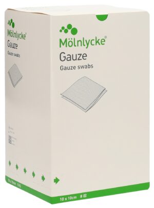 MOLNLYCKE Gazekompr 10x10cm 8lag st   75 Btl 2 Stk