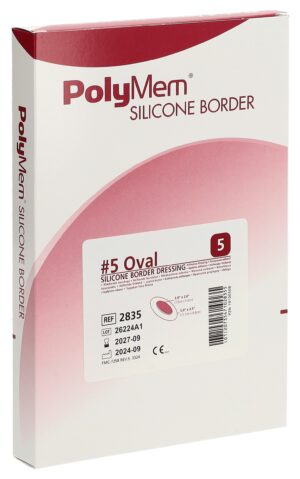 POLYMEM Silicone Border Dressing 12.7x8.8cm 5 Stk
