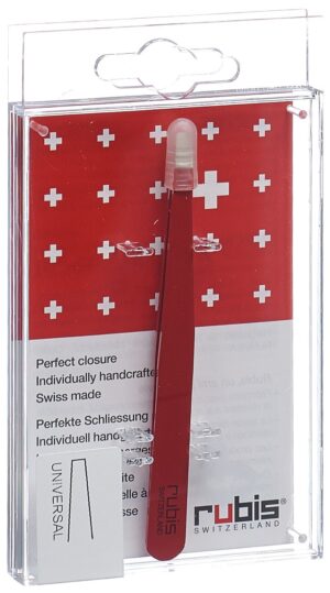 RUBIS Pinzette gerade rot Inox