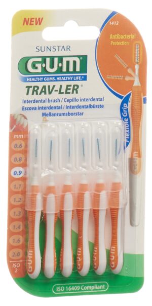 GUM Trav-Ler 0.9mm ISO2 cyl orange           6 Stk