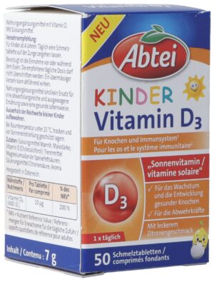 ABTEI Kinder Vitamin D3 Schmelztabl  Glasfl 50 Stk