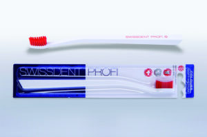 SWISSDENT Colours Zahnbuerste weiss/rot soft-med