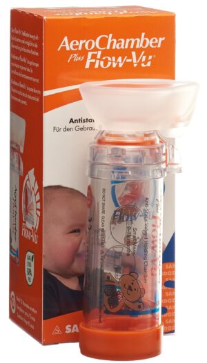 AEROCHAMBER PLUS Flow-Vu mit Maske (0-18 M) orange