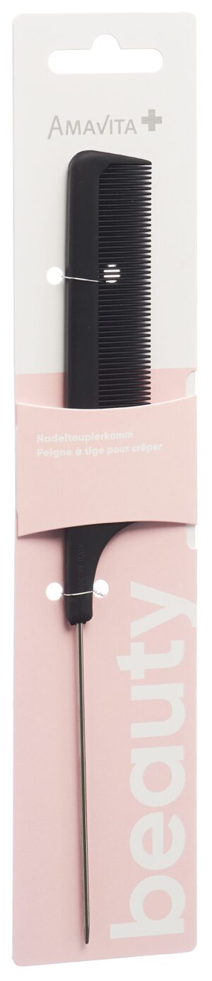 AMAVITA Beauty Nadeltoupierkamm 21cm Carb schw
